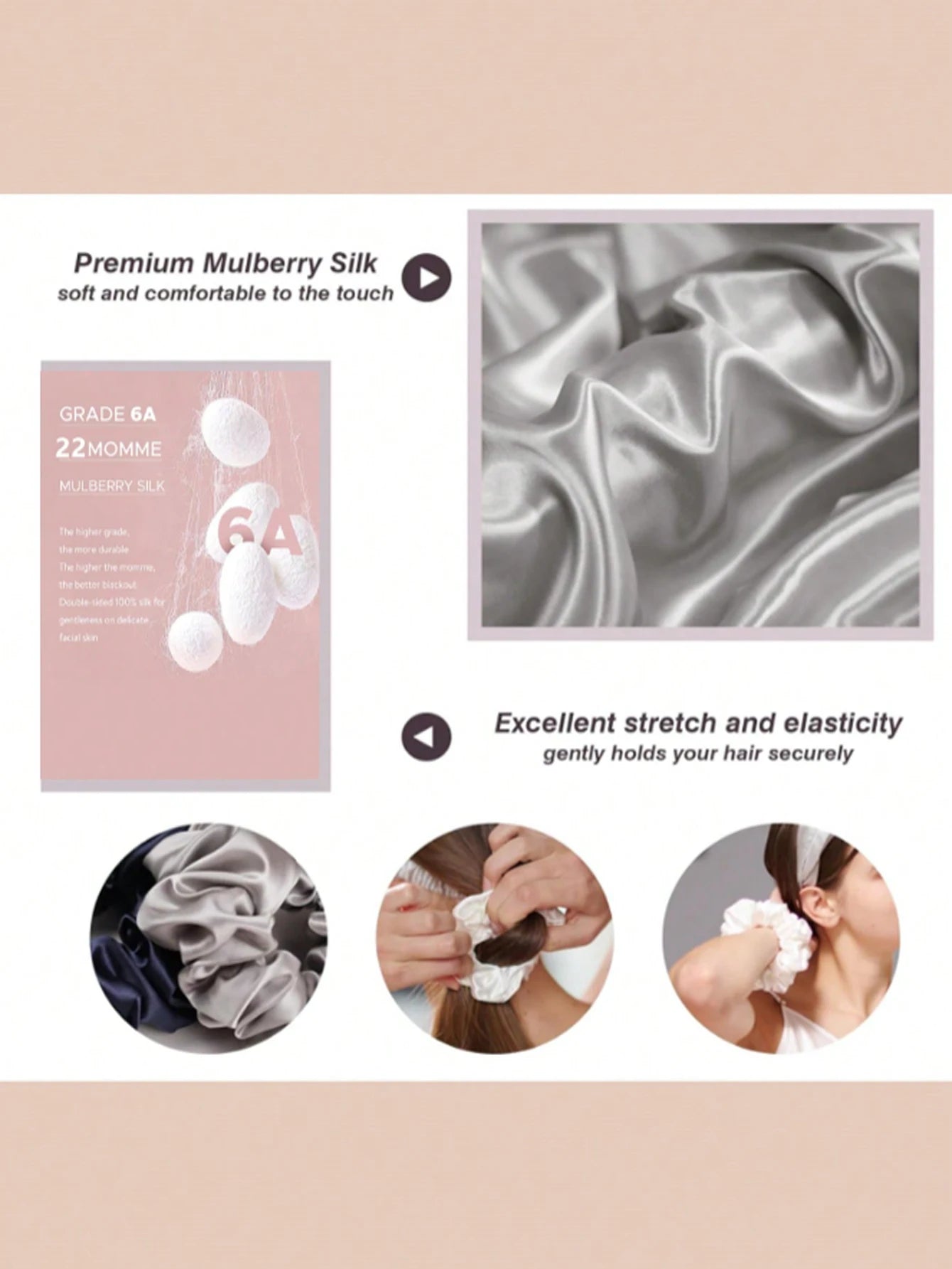 100% Mulberry Silk Hair Scrunchie